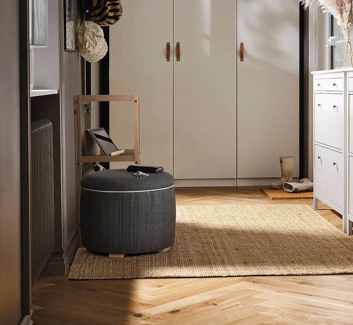 Puf Ikea Aterloga/Kilanda cu depozitare (Gri Inchis)