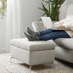 Puf Ikea Fammarp/Viarp (Bej-maro/Metal) Thumb