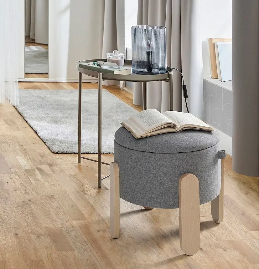 Puf Ikea Forlunda/Tonerud spatiu depozitare (Gri/Fag)