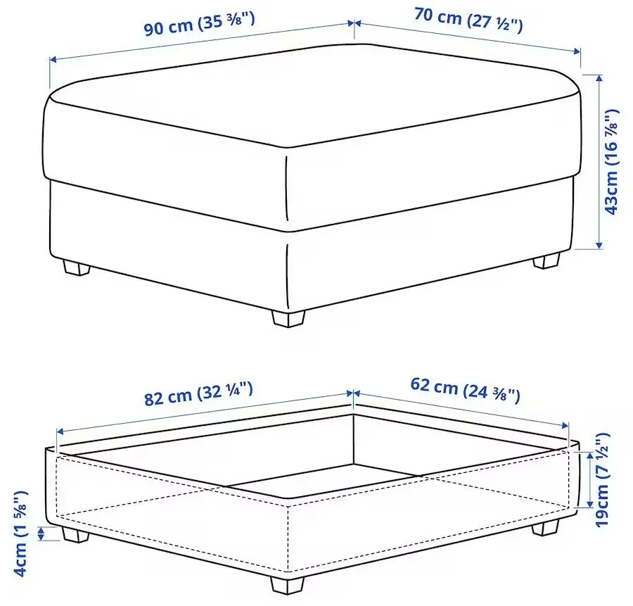 Puf Ikea Kivik/Tibbleby cu depozitare (Bej/Gri)