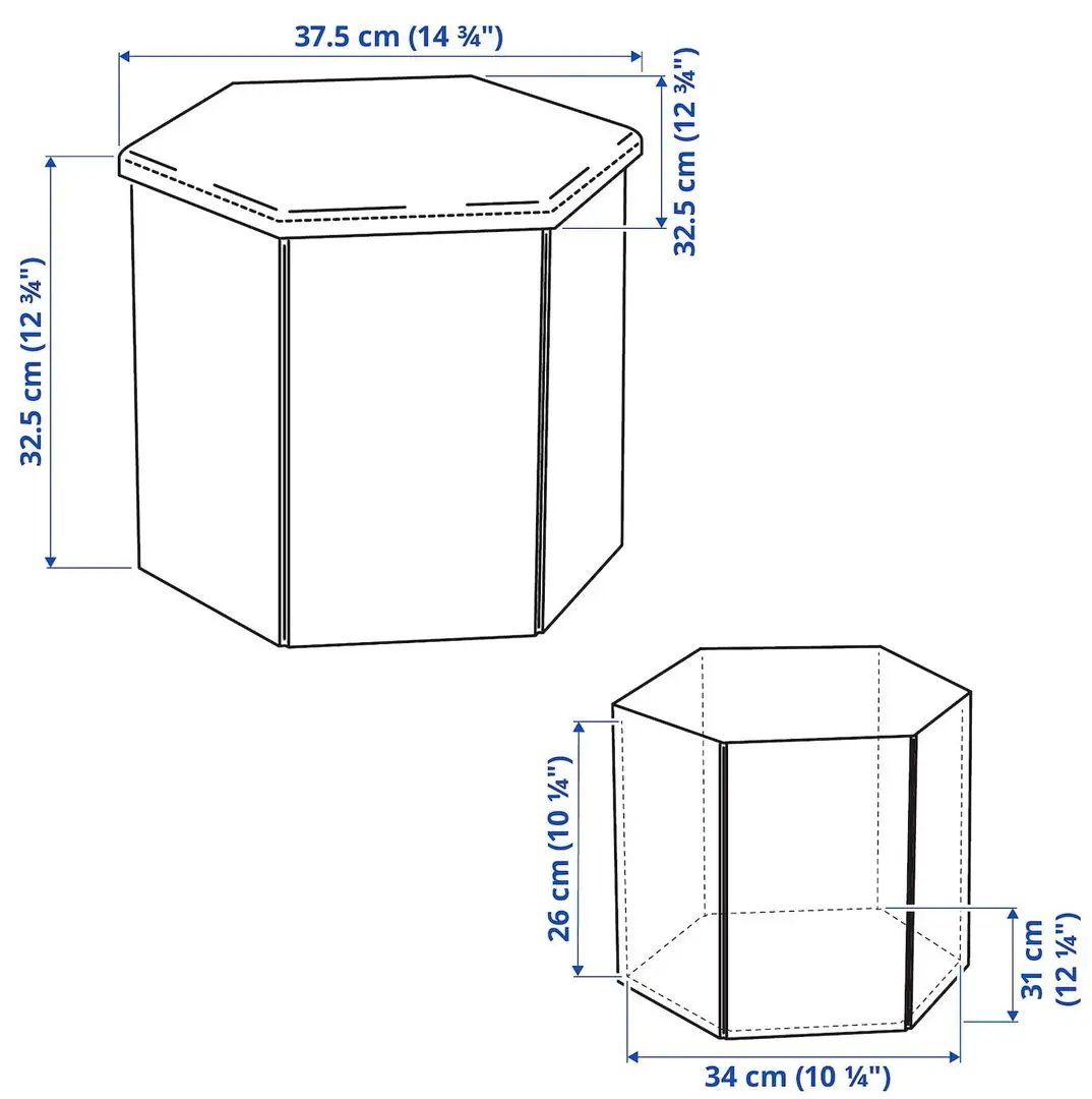 Puf Ikea Kjuge spatiu depozitare (Albastru Mediu)