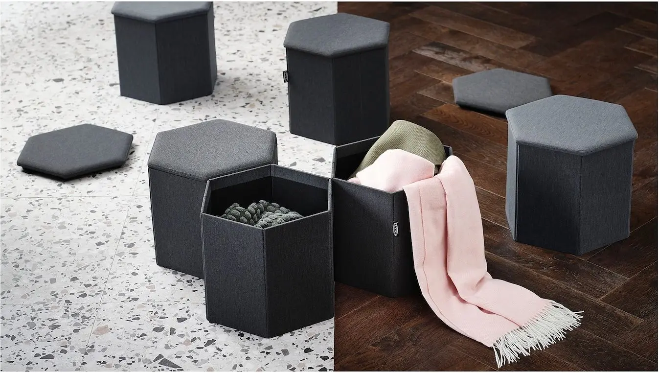 Puf Ikea Kjuge spatiu depozitare (Gri-inchis)