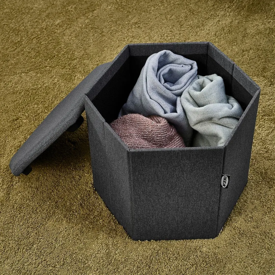 Puf Ikea Kjuge spatiu depozitare (Gri-inchis)