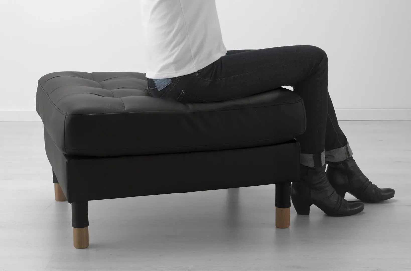 Puf Ikea Landskrona (Grann/Bomstad Negru/Lemn) - 4