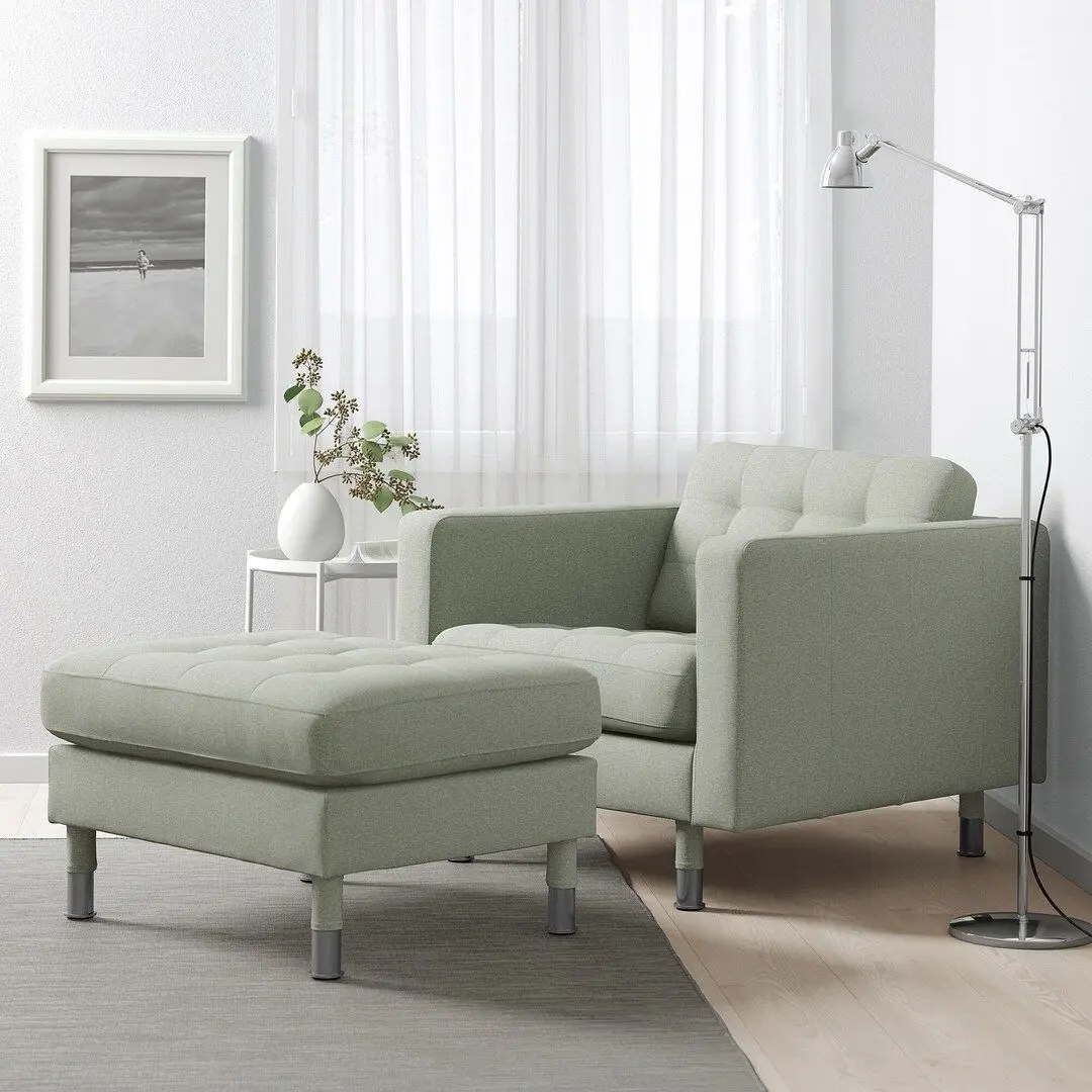 Puf Ikea Landskrona (Gunnared Verde Deschis/Metal)