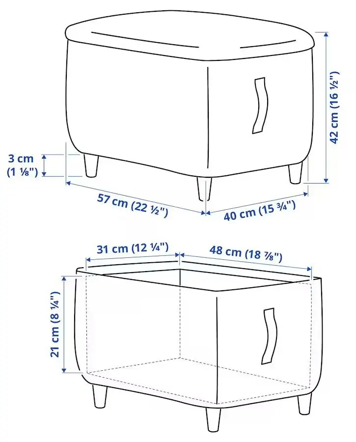 Puf Ikea Oskarshamn (Gunnared Negru-Gri)