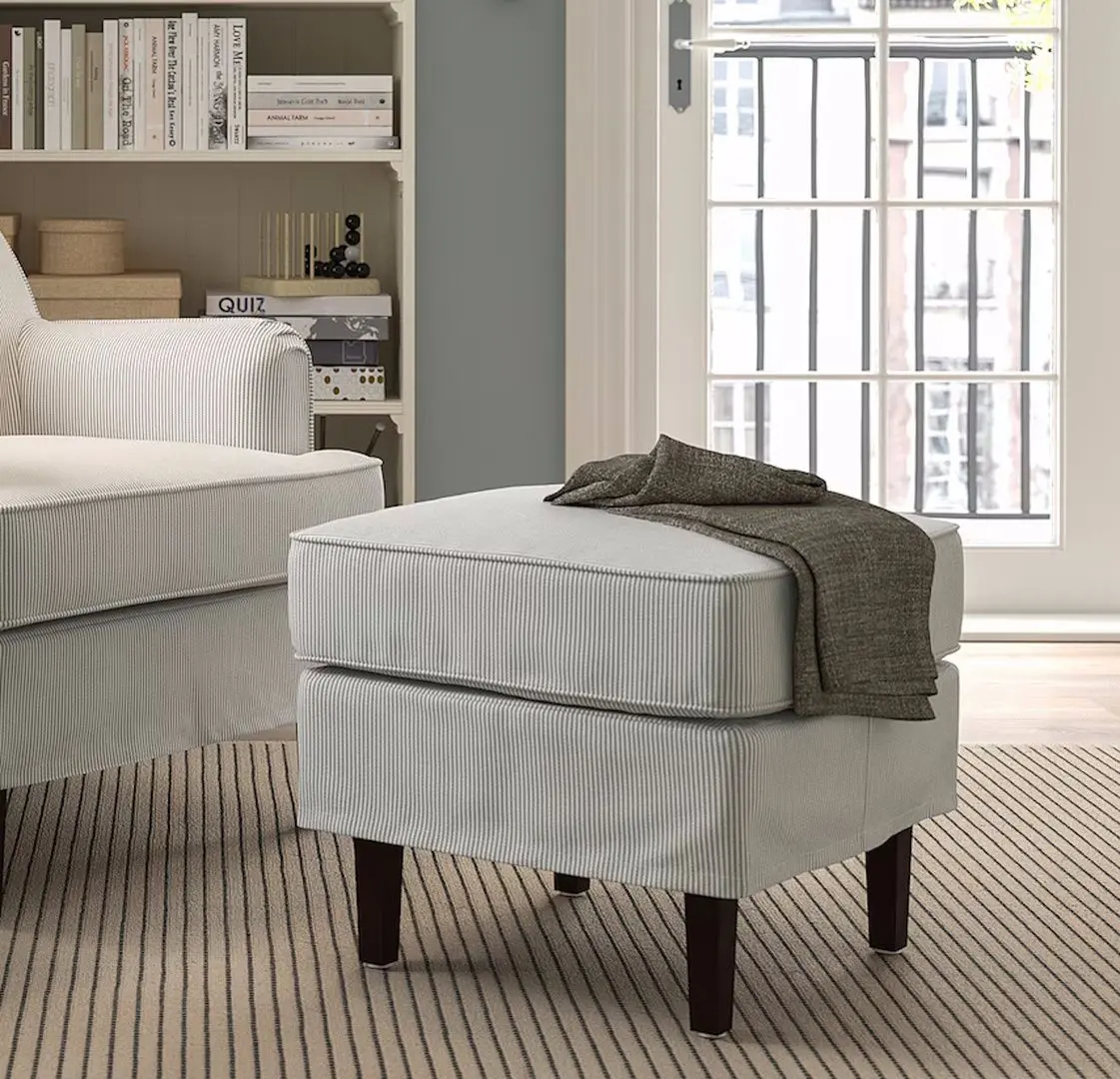 Puf Ikea Rocksjon/Klovsta (Gri/Alb)