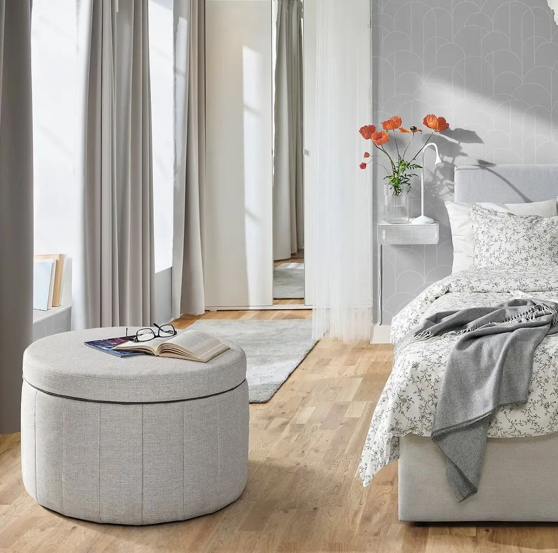 Puf Ikea Sidsjo/Kilanda cu depozitare (Bej)