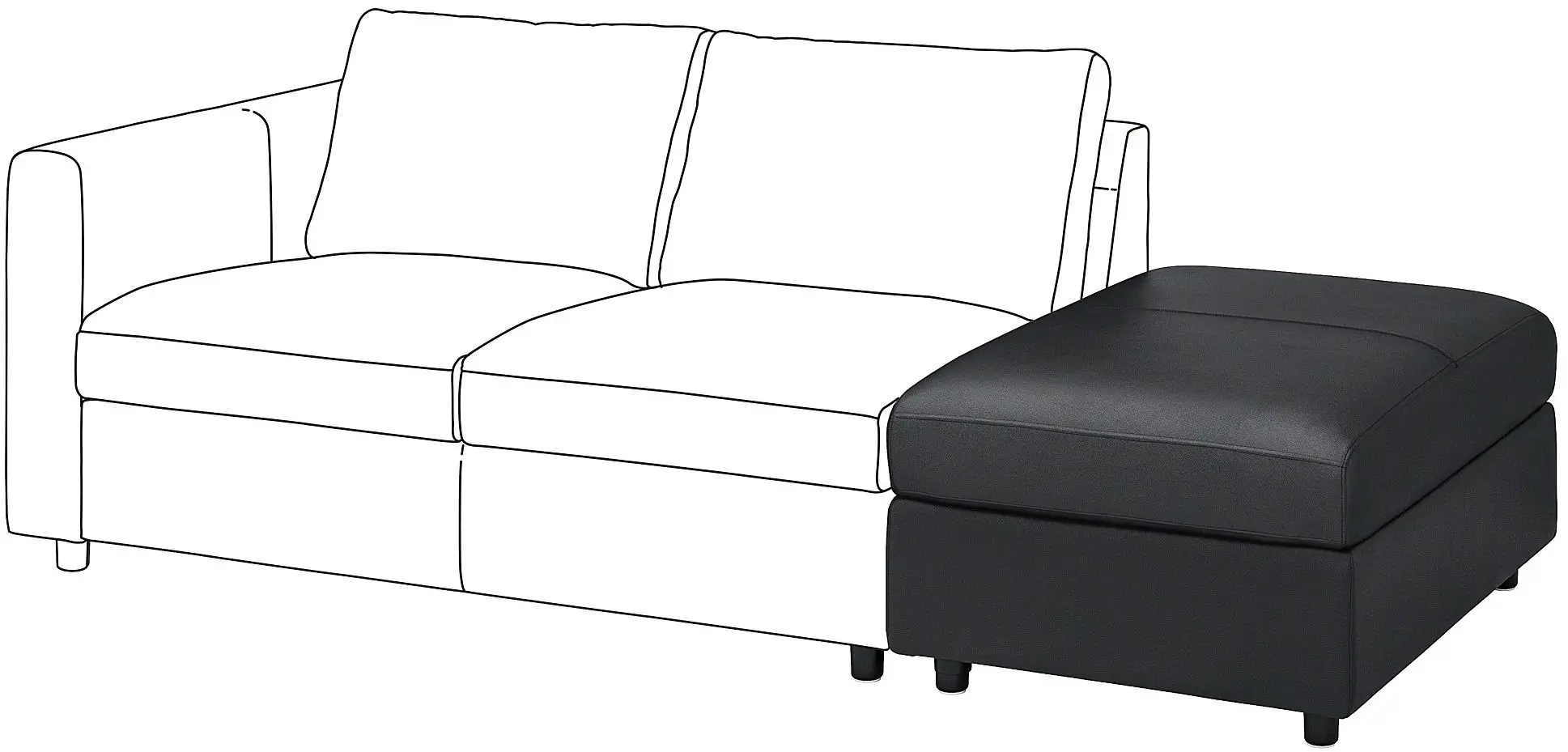 Puf Ikea VimleGrann/Bomstad cu depozitare (Negru)