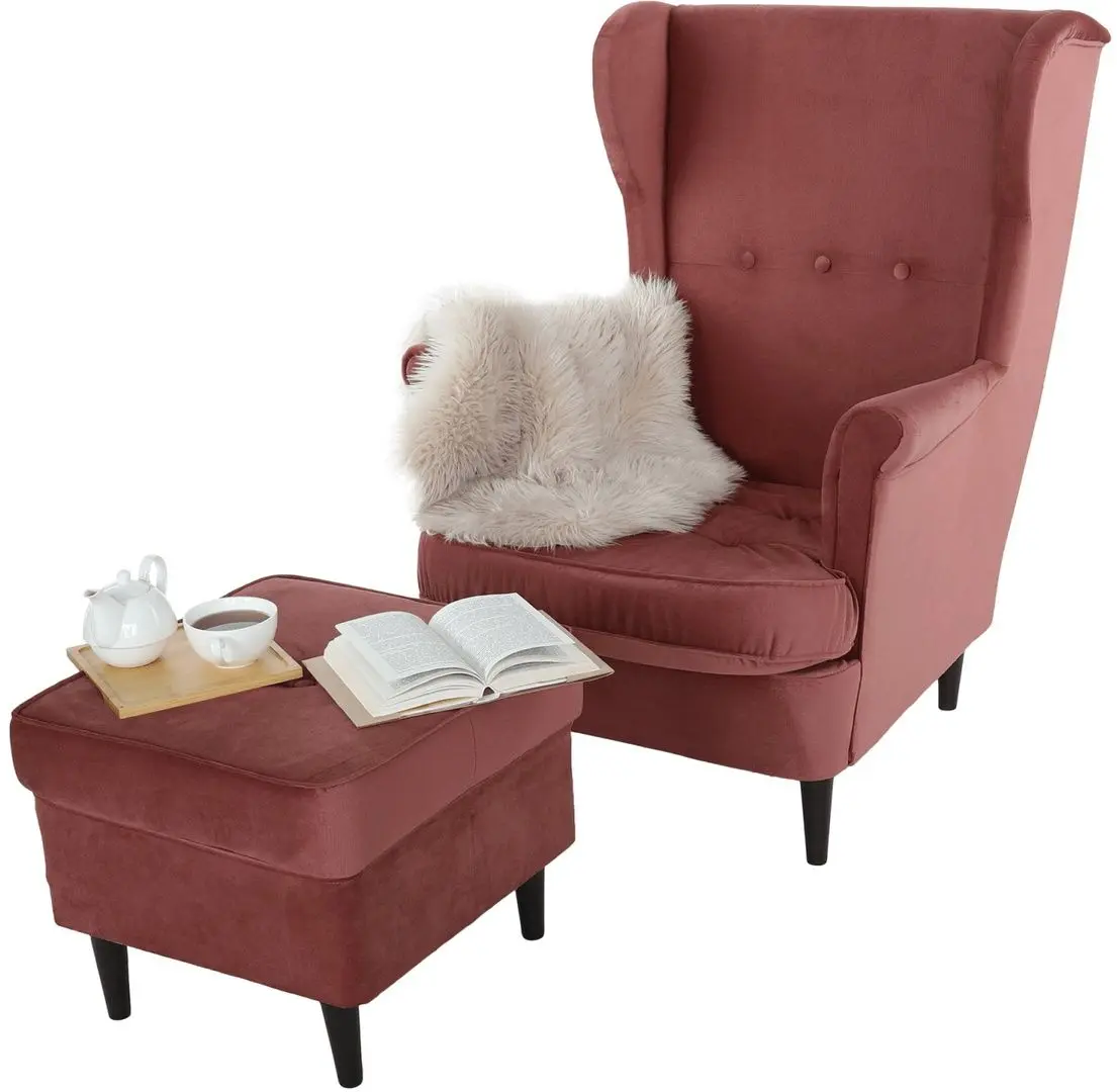 Пуф Mobhaus Rufino 2 New (Antique Pink/Walnut) - 8