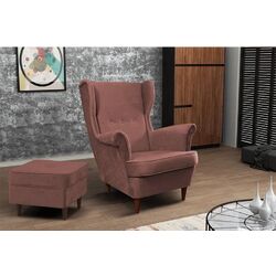 Пуф Mobhaus Rufino 2 New (Antique Pink/Walnut) Thumb