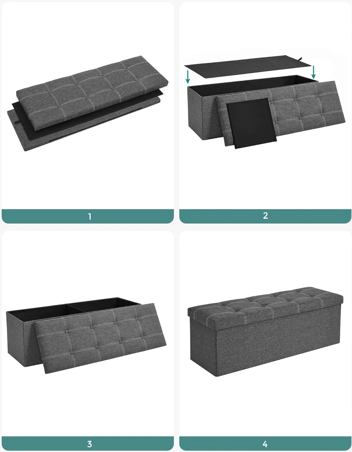 Банкетка Songmics LSF077G04 (Dark Grey) - 4