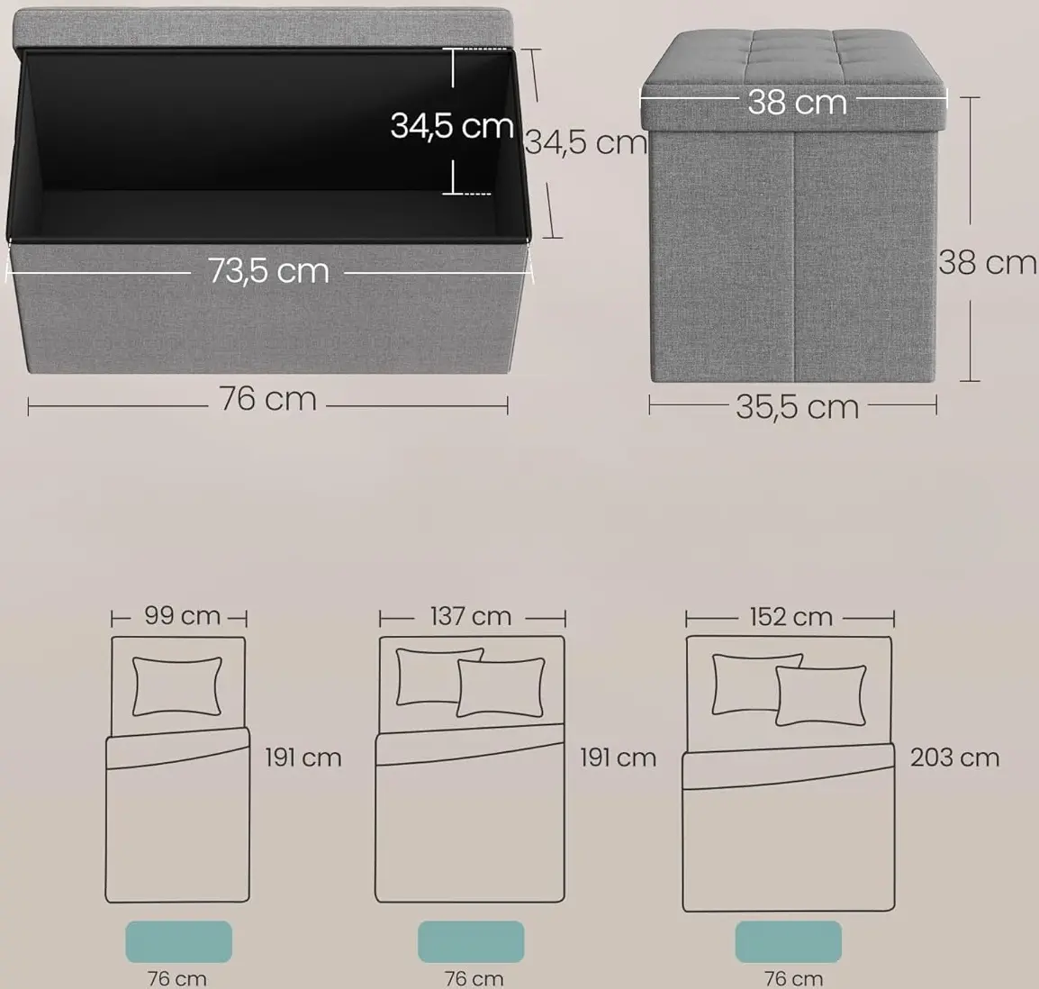 Банкетка Songmics LSF47G (Light Grey)