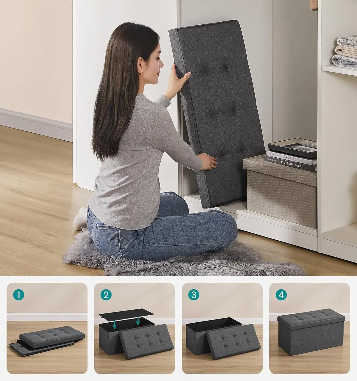 Банкетка Songmics LSF47K (Dark Grey)