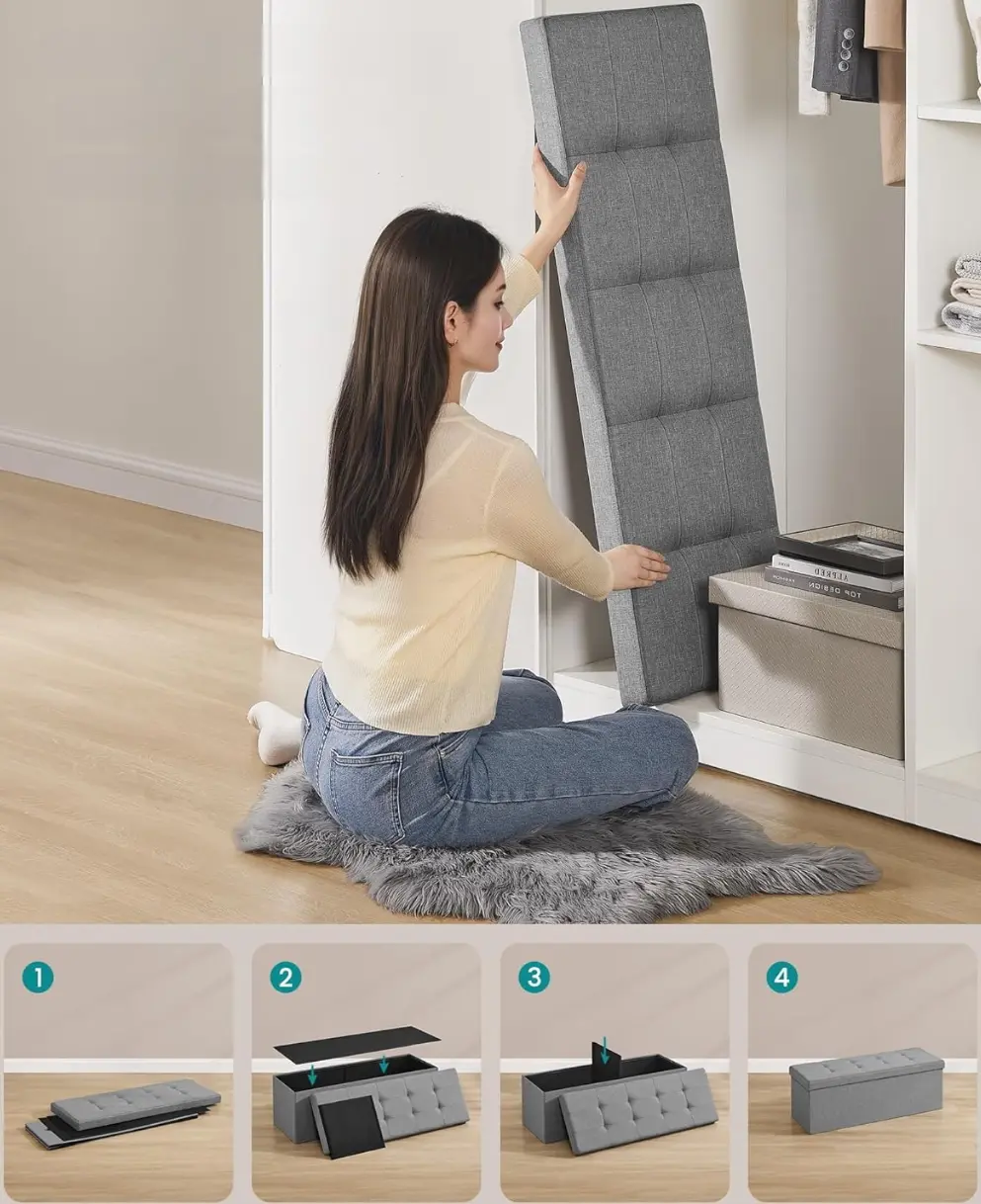 Банкетка Songmics ULSF77G (Light Grey) - 3