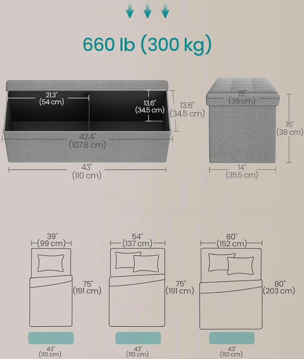 Банкетка Songmics ULSF77G (Light Grey) - 5