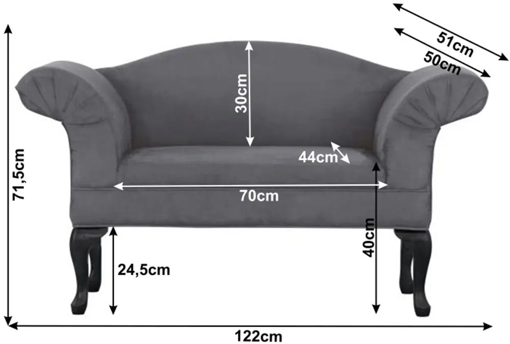 Canapea Tempo Kondela Fabricio (Gray/Black)