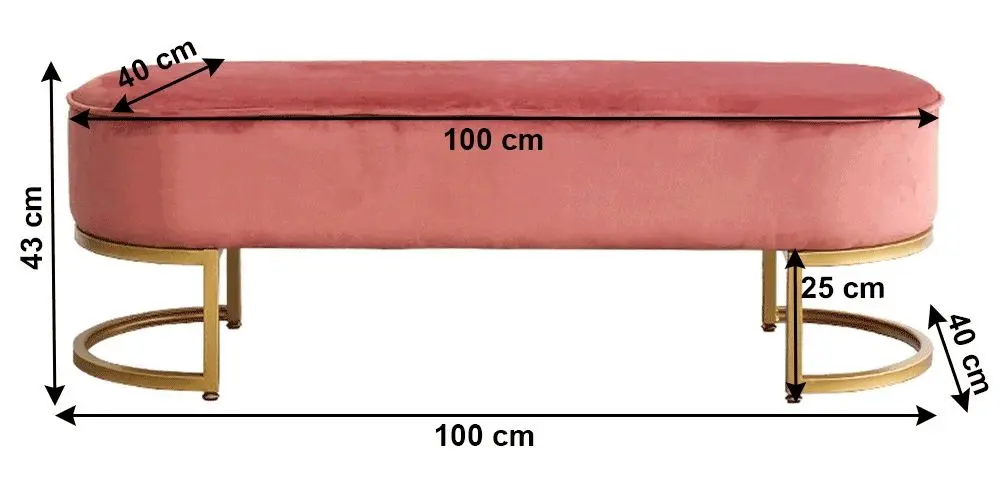 Банкетка Tempo Kondela Mirila New (Pink/Golden) - 3