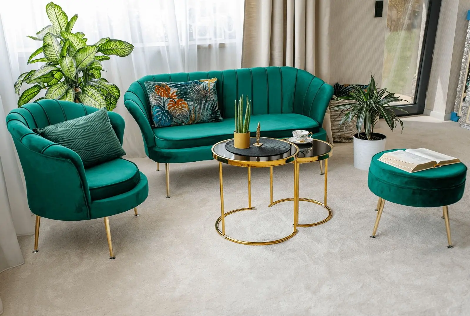 Puf Tempo Kondela Noblin New Typ 1 (Green/Golden)