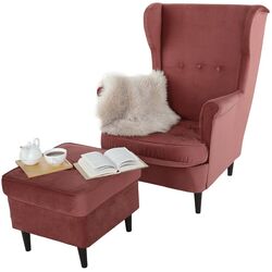 Puf Tempo Kondela Rufino 3 (Antique Pink/Walnut) Thumb