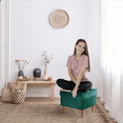 Puf Tempo Kondela Rufino 3 (Green/Walnut) Thumb