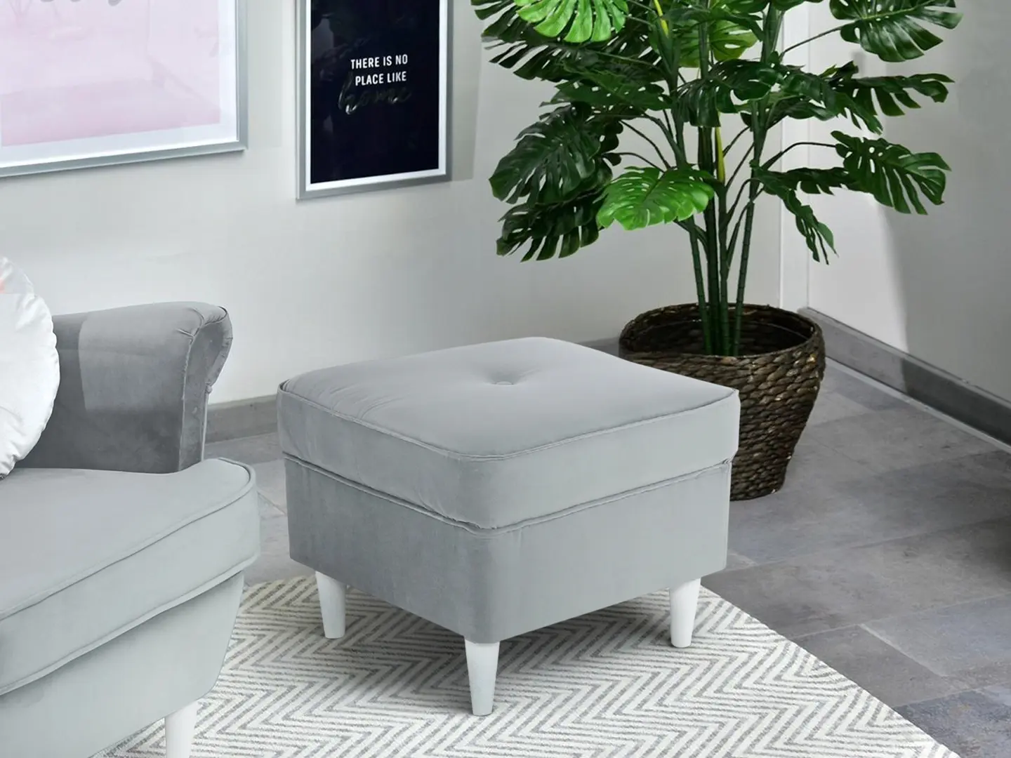 Пуф Tempo Kondela Rufino 3 New (Light Gray/White)