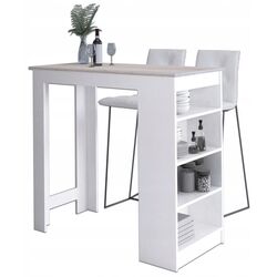 Masa de bar Akord 115х50х103 cu rafturi (White/Sonoma Oak) Thumb