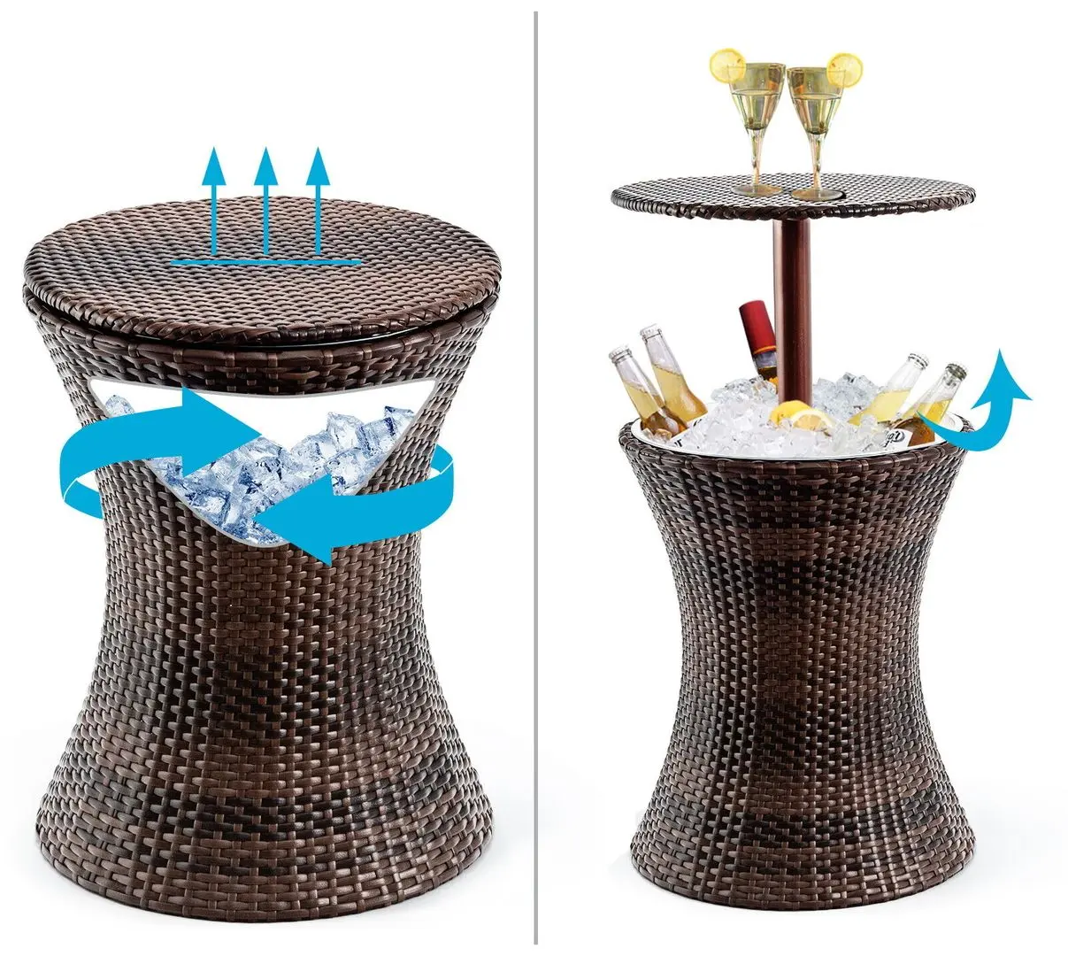 Барный стол с хранением для льда Costway HW65972 (Brown)