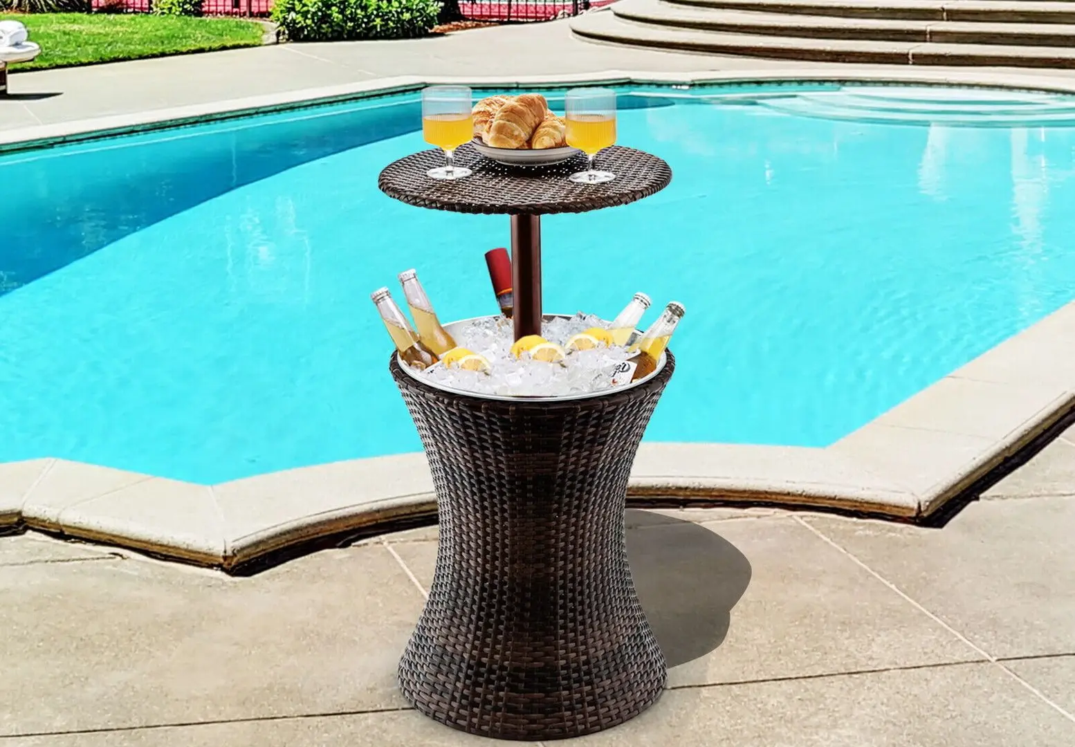 Барный стол с хранением для льда Costway HW65972 (Brown)