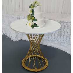 Masa de bar DP Safira Evenimente cu role 80x80 (White/Gold)