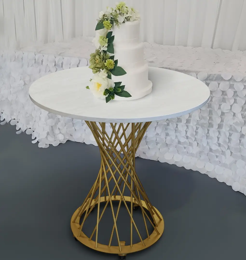 Masa de bar DP Safira Evenimente cu role 80x80 (White/Gold)