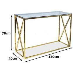 Masa auxiliara Signal Elise C 120x40 (Glass/Gold) Thumb
