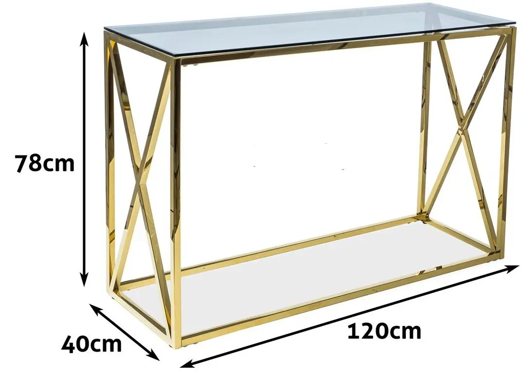 Masa auxiliara Signal Elise C 120x40 (Glass/Gold) - 2
