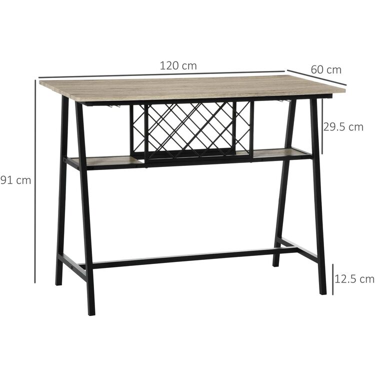 Барный стол Homcom 835-698V00RB 120x60x91 cm (Wood/Black)