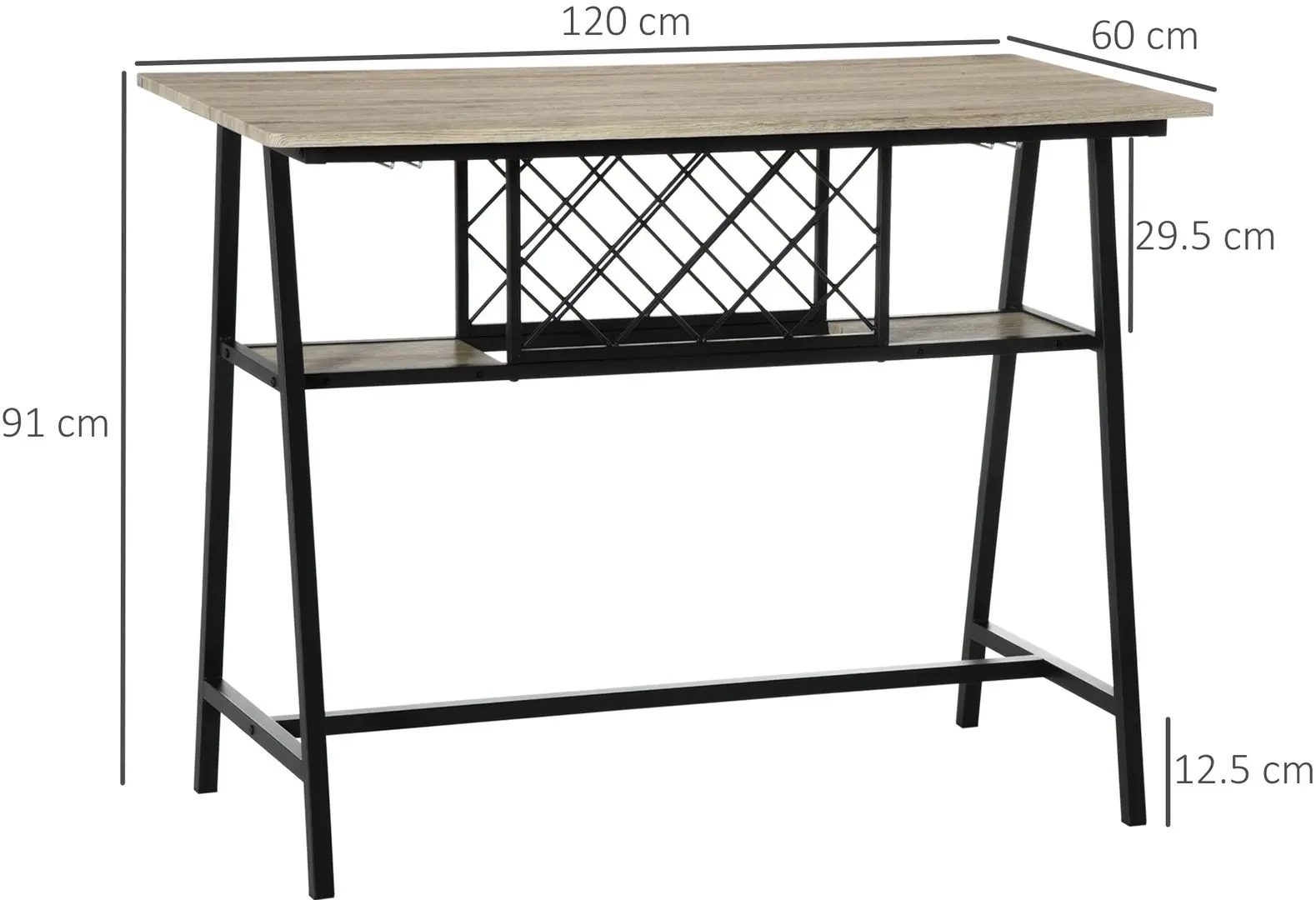 Masa de bar Homcom 835-698V00RB 120x60x91 cm (Wood/Black) - 4