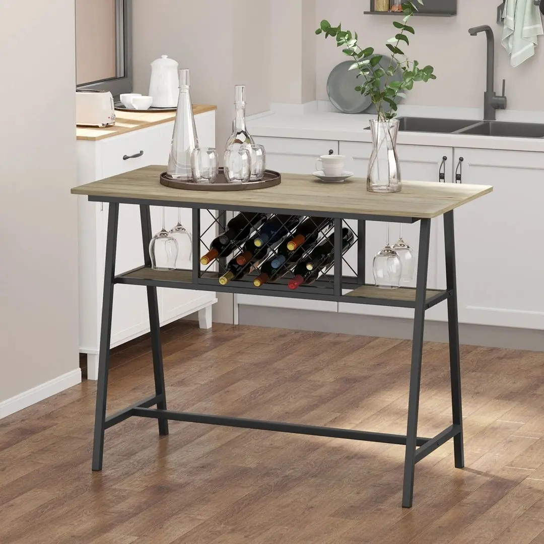 Masa de bar Homcom 835-698V00RB 120x60x91 cm (Wood/Black)