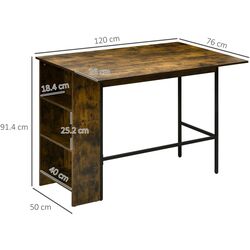 Masa de bar Homcom 835-785V00RB 120x76x91 cm (Rustic Brown) Thumb