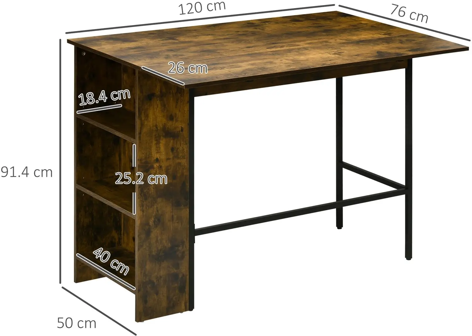 Барный стол Homcom 835-785V00RB 120x76x91 cm (Rustic Brown)