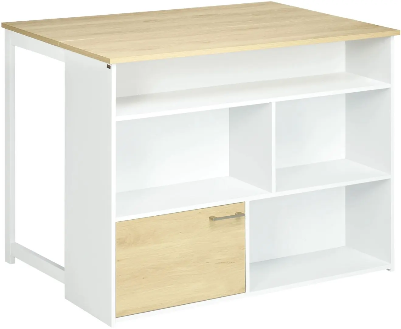 Masa de bar Homcom 835-953V00WT 116x79x91 cm (White/Natural Wood)