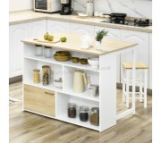 Masa de bar Homcom 835-953V00WT 116x79x91 cm (White/Natural Wood)