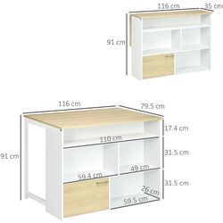 Барный стол Homcom 835-953V00WT 116x79x91 cm (White/Natural Wood) Thumb