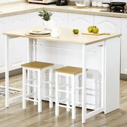 Барный стол Homcom 835-953V00WT 116x79x91 cm (White/Natural Wood) Thumb
