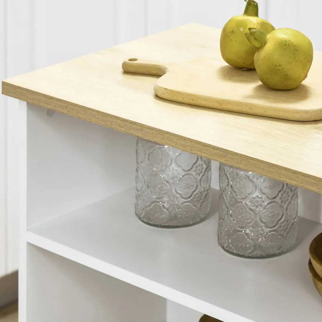 Masa de bar Homcom 835-953V00WT 116x79x91 cm (White/Natural Wood)