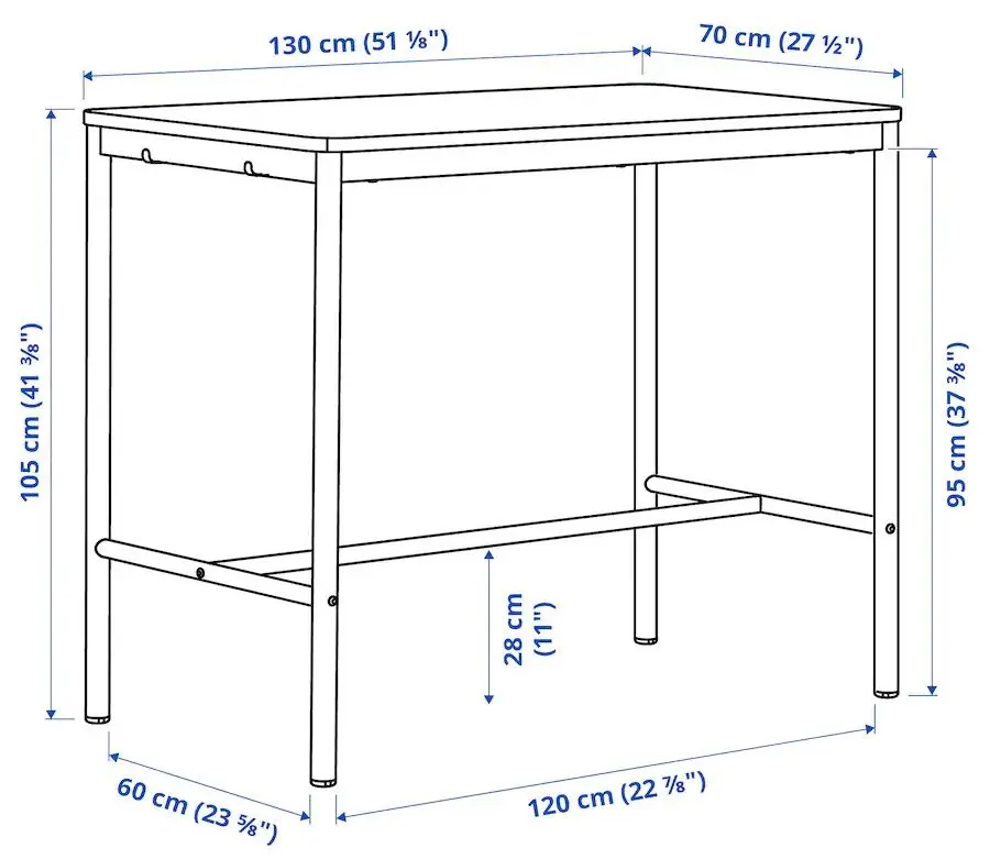 Стол Ikea Tommaryd 130x70x105 (Дубовый Шпон Беленый/Антрацит) - 6