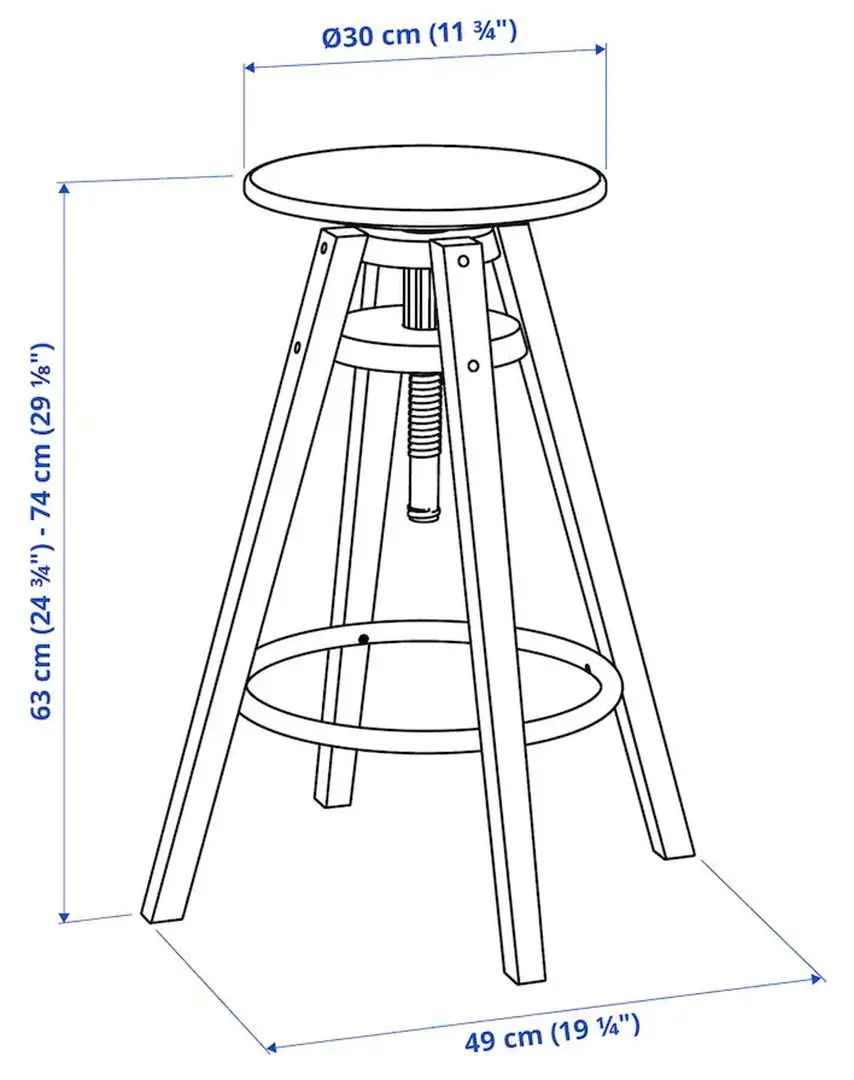Set masa scaune Ikea Haverud/Dalfred 2 taburete 105cm (Negru/Negru) - 2