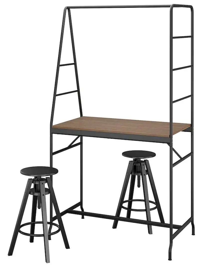 Set masa scaune Ikea Haverud/Dalfred 2 taburete 105cm (Negru/Negru)