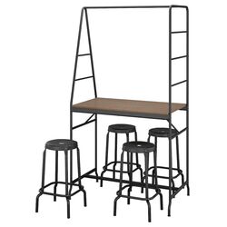 Set masa scaune Ikea Haverud/Raskog 4 taburete 105cm (Negru/Negru)