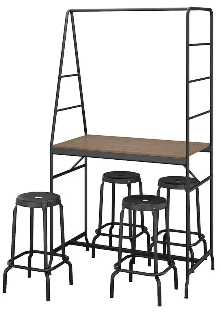 Set masa scaune Ikea Haverud/Raskog 4 taburete 105cm (Negru/Negru)