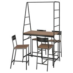 Set masa scaune Ikea Haverud/Sandsberg 4 scaune105cm (Negru/Vopsit Maro)
