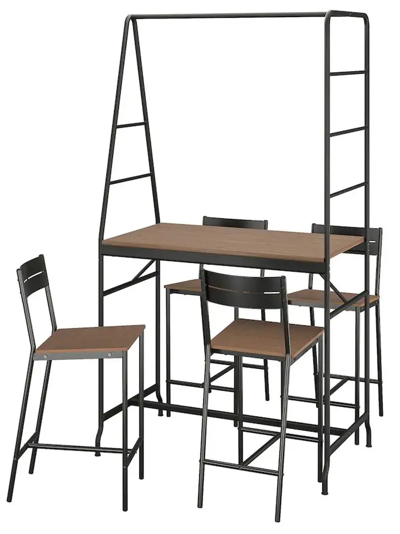 Set masa scaune Ikea Haverud/Sandsberg 4 scaune105cm (Negru/Vopsit Maro)